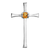 14K White Gold Women’s Citrine Gemstone Cross Pendant with Hidden Bail
