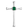 14K White Gold Real Emerald Cross Pendant with Hidden Bail
