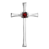 14K White Gold Women's Red Garnet Cross Pendant with Hidden Bail
