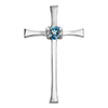 14K White Gold London Blue Topaz Cross Pendant with Hidden Bail