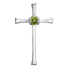 14K White Gold Olive Peridot Cross Pendant for Women with Hidden Bail