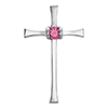 14K White Gold Pink Tourmaline Cross Pendant Hidden Bail