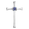 14K White Gold Tanzanite Cross Pendant with Hidden Bail for Women