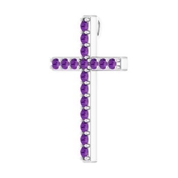 Prince of Life Purple Amethyst Cross Pendant in White Gold 2