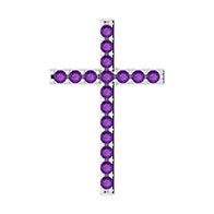 Prince of Life Purple Amethyst Cross Pendant in White Gold