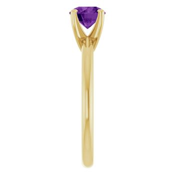 14K Gold Amethyst Solitaire Ring 4