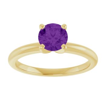 14K Gold Amethyst Solitaire Ring 2
