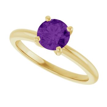 14K Gold Amethyst Solitaire Ring 5