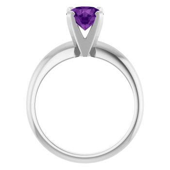 Amethyst Gemstone Solitaire Ring in 14K White Gold 2