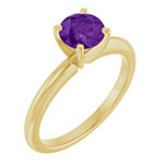 14K Gold Amethyst Solitaire Ring