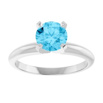 Aquamarine Gemstone Solitaire Ring in 14K White Gold 3