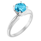 Aquamarine Gemstone Solitaire Ring in 14K White Gold
