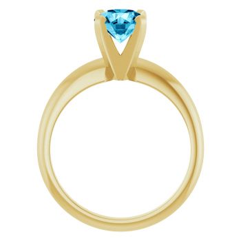 Aquamarine Gemstone Solitaire Ring in 14K Yellow Gold 2