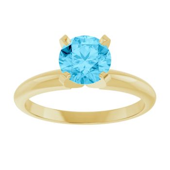 Aquamarine Gemstone Solitaire Ring in 14K Yellow Gold 3