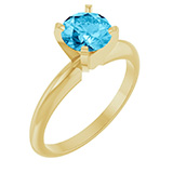 Aquamarine Gemstone Solitaire Ring in 14K Yellow Gold