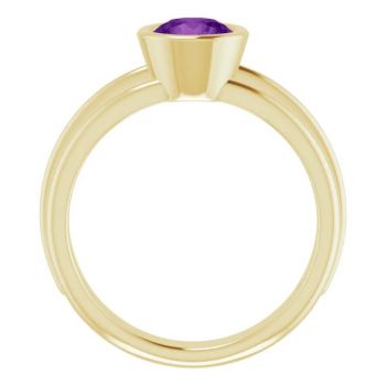 14K Gold Bezel-Set Amethyst Solitaire Ring 2