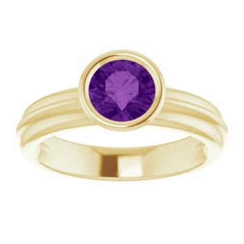 14K Gold Bezel-Set Amethyst Solitaire Ring 3