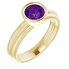 14K Gold Bezel-Set Amethyst Solitaire Ring