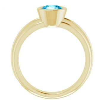 Bezel Aquamarine Solitaire Ring in 14K Gold 2