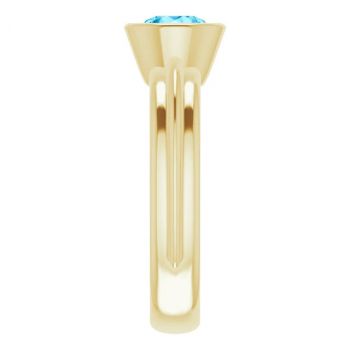 Bezel Aquamarine Solitaire Ring in 14K Gold 4