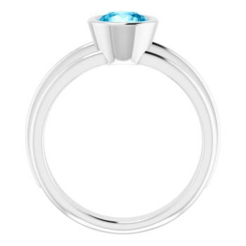 14K White Gold Bezel-Set Aquamarine Solitaire Ring 2