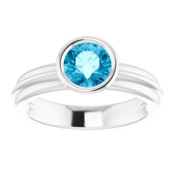 14K White Gold Bezel-Set Aquamarine Solitaire Ring 3