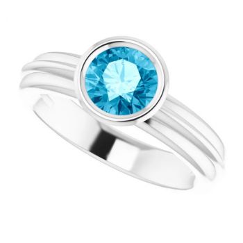 14K White Gold Bezel-Set Aquamarine Solitaire Ring 5