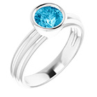 14K White Gold Bezel-Set Aquamarine Solitaire Ring