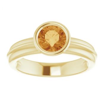 14K Gold Bezel Citrine Solitaire Ring 3
