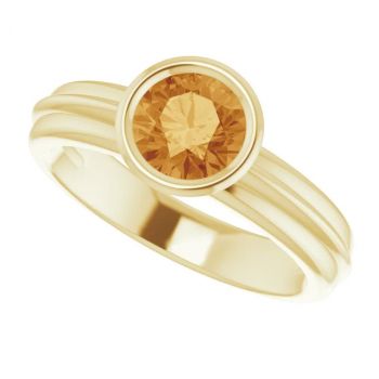 14K Gold Bezel Citrine Solitaire Ring 5