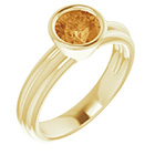 14K Gold Bezel Citrine Solitaire Ring