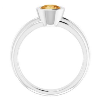 Bezel-Set Citrine Solitaire Ring in 14K White Gold 2