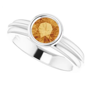 Bezel-Set Citrine Solitaire Ring in 14K White Gold 5