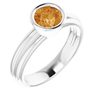 Bezel-Set Citrine Solitaire Ring in 14K White Gold
