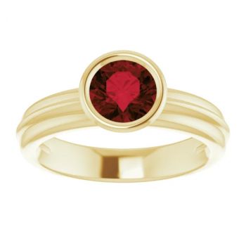 14K Gold Bezel-Set Garnet Solitaire Ring 3