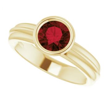 14K Gold Bezel-Set Garnet Solitaire Ring 5