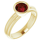 14K Gold Bezel-Set Garnet Solitaire Ring