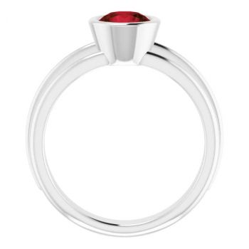 Bezel Garnet Solitaire Ring in 14K White Gold 2