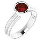 Bezel Garnet Solitaire Ring in 14K White Gold