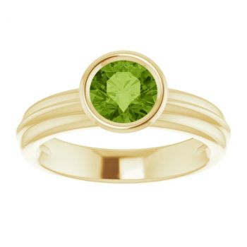 Bezel-Set Peridot Solitaire Ring in 14K Gold 3