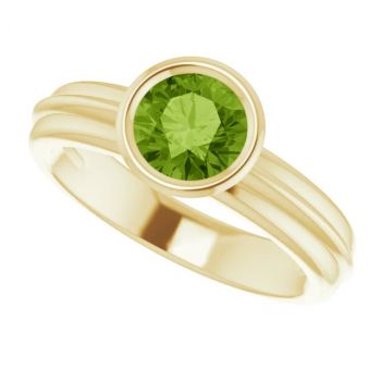 Bezel-Set Peridot Solitaire Ring in 14K Gold 5