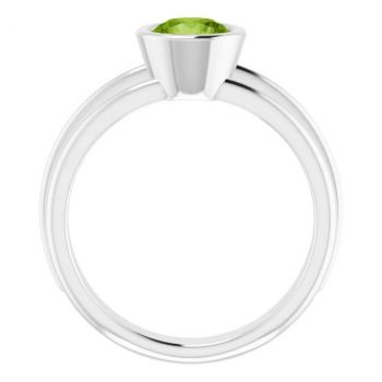 14K White Gold Bezel Peridot Solitaire Ring 2