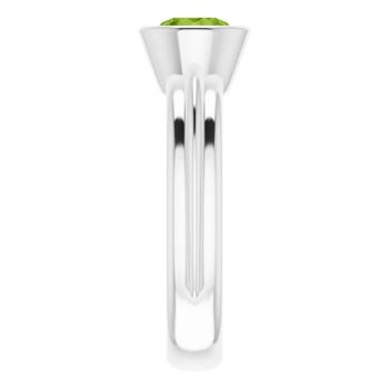 14K White Gold Bezel Peridot Solitaire Ring 4