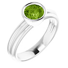 14K White Gold Bezel Peridot Solitaire Ring