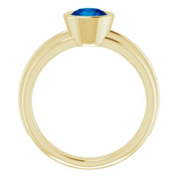 14K Gold Lab-Grown Sapphire Bezel-Set Solitaire Ring 2