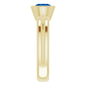 14K Gold Lab-Grown Sapphire Bezel-Set Solitaire Ring 4