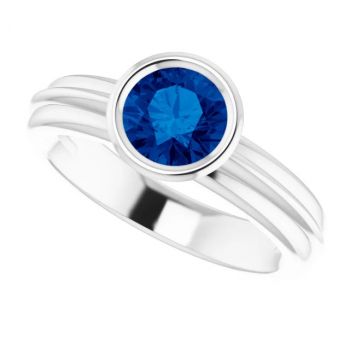 Lab-Grown Sapphire Solitaire Ring in 14K White Gold 5