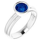 14K White Gold Bezel Sapphire Solitaire Ring