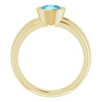 14K Gold Bezel-Set Swiss Blue Topaz Solitaire Ring 2