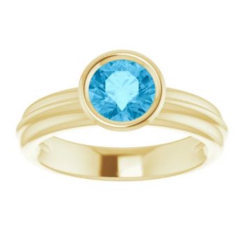 14K Gold Bezel-Set Swiss Blue Topaz Solitaire Ring 3